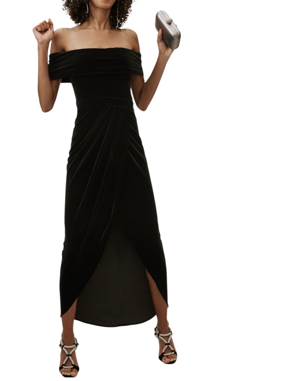 BHLDN Edison Velvet Dress in Black Size 10 NWT